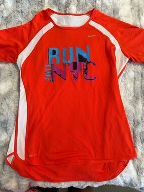 Nike Orange Short Sleeve 'RUN NYC' Graphic Dri-FIT Tee